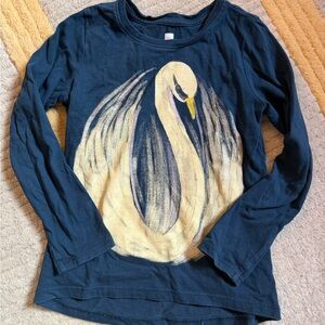 Tea Collection Navy Long Sleeve Swan Graphic Tee size 6